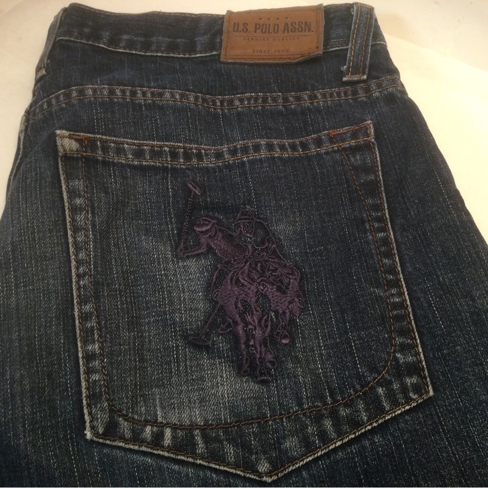 U.S. Polo Assn Jeans 34 x 32 BIG PONY Embroidered Pocket Dark Wash Straight